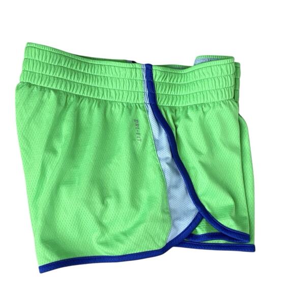 Nike Dri-FIT Women's Running Shorts M Medium Green Blue Trim Lined Inner Pocket - Picture 9 of 12